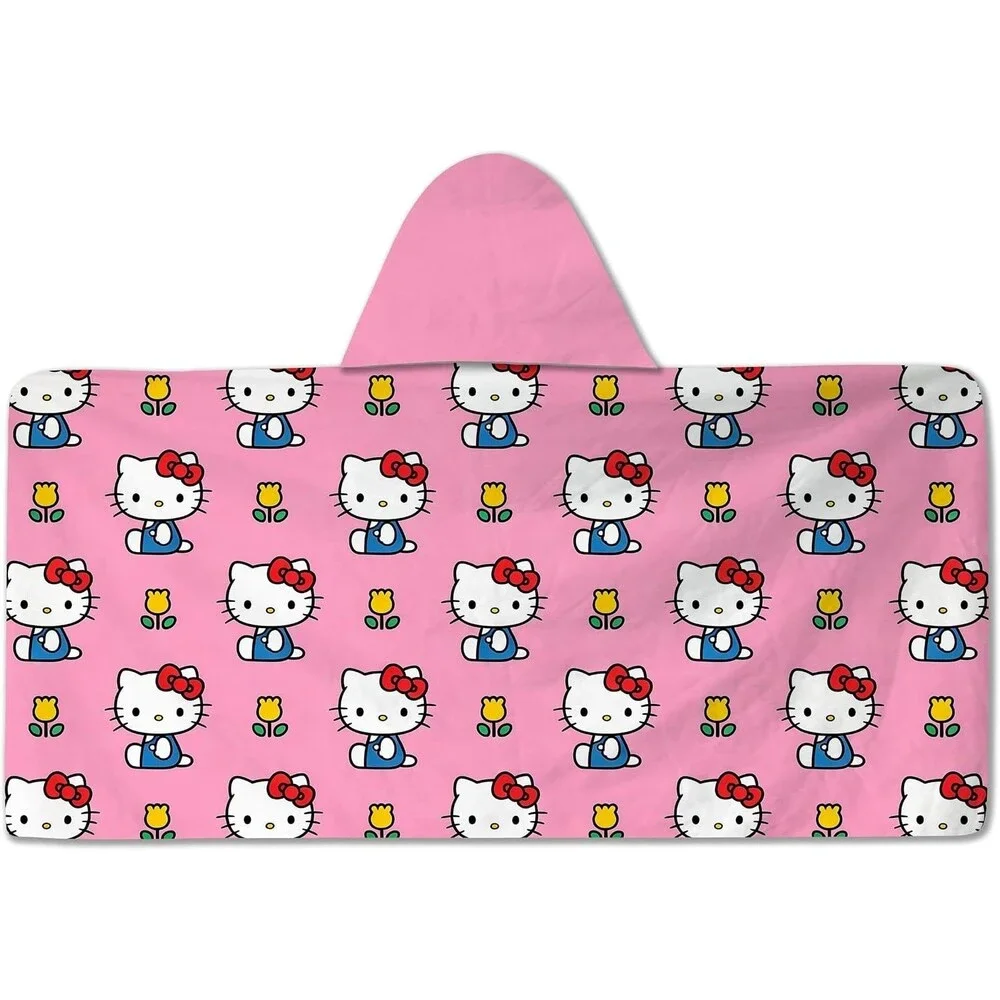 Hello Kitty Hooded Towel Wrap Soft Cotton Terry Bath Beach Pool Kids 28x55
